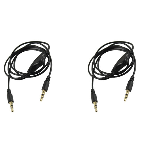 4Pcs 3.5mm M/M Stereo Headphone Audio Extension Cable Cord with Volume Control Black