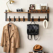 29" Wood Coat Rack Wall Mount with Shelf, Separable Coat and Key Holder Wall Mount, Entryway Coat Rack