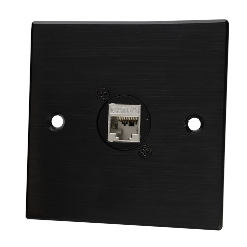 Brushed Aluminium Black Cat6A IDC Wall Faceplate D-Series Chassis Mount Insert 1