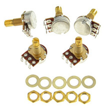 Guitar Potentiometer Audio Volume&Tone Pots Control A500K Split Shaft Taper Potentiometers Gold Pack of 10