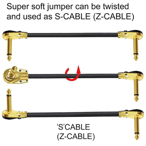 Guitar Patch Cable Effect Pedal Patch Cords 1/4-Inch Right Angle Low Profile Pancake Design for Effect Pedals 6 Pack 1