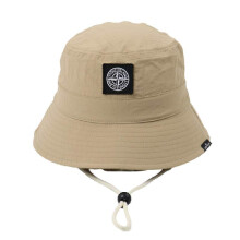 (Beige) Stoneisland Bucket Hat Wind Fast Dry Adjustable Drawcord Outdoor Sunshade Summer