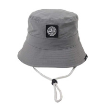 (Grey) Stoneisland Bucket Hat Wind Fast Dry Adjustable Drawcord Outdoor Sunshade Summer