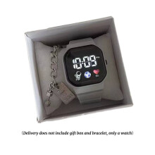 (Grey) Electronic Student Women Watch Ins Simple Fashionable Waterproof Strap Silicone