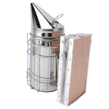 Stainless Steel & Solid Wood Beehive Smoker 28x10.4cm Silver