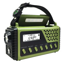 Solar-Handkurbelradio, Tragbares Notfall-Radioladegerät, Taschenlampe, Uhr, SOS-Alarm für Zuhause, Outdoor, Camping, Überleben