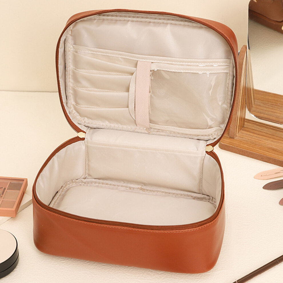 Large PU Makeup Bag for Travel â 17x24x11cm, Stylish & Portable