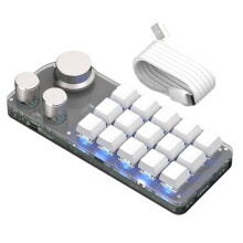 15 Tangenter, 3 Vred, Programmerbart Tangentbord, Blått , Hot-Swap, Numeriskt Tangentbord, Speltangentbord med Minnesfunktion, Vitt