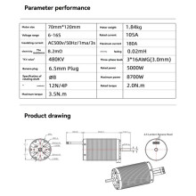FLIPSKY 70120 Brushless Motor RC Car 480KV Brushless Motor IP54 Waterproof 6-16S 5000W for Climbing Off-Road Car RC Car