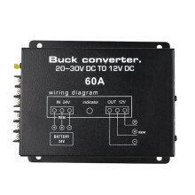 Conversor de Fonte de Alimentação de Carro 24V para 12V, Inversor Redutor com Controle de Temperatura para Carrinho de Golfe, Carro, Caminhão,
