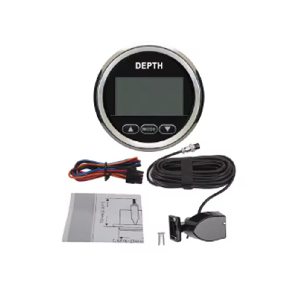 Marine 52Mm Digital Depth Gauge Indicator With Transducer And Backlight For Yachts Fishing Boats Universal 12V Bs White 4712494465130