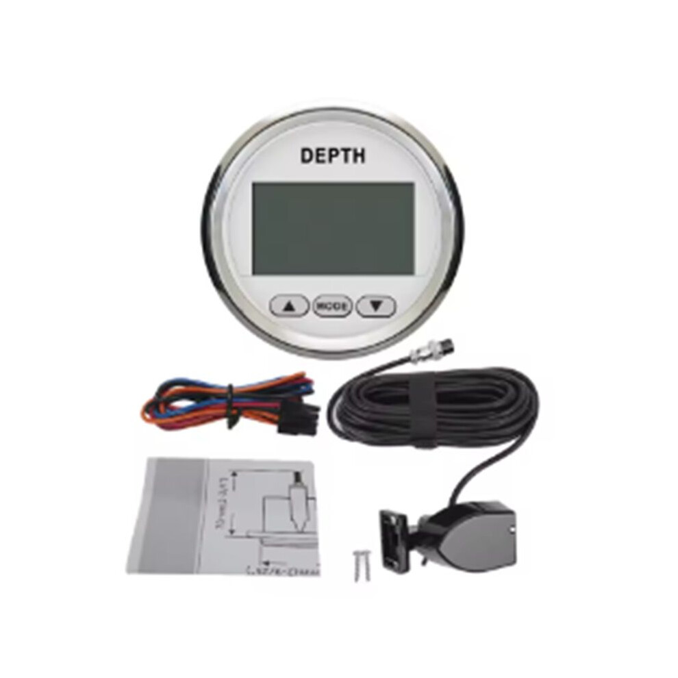 Marine 52Mm Digital Depth Gauge Indicator With Transducer And Backlight For Yachts Fishing Boats Universal 12V Ws White 4713997135780