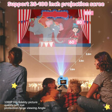 Kids Camera with Projector, Screen 1080P Video Recording Camera with Tripod and 64 GB Card Gifts Toy for Kids