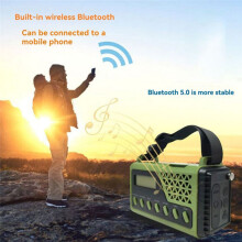 Solar Hand Crank Radio,Portable Emergency Radio Charger,Flashlight,Clock, SOS Alert for Home Outdoors Camping Survival