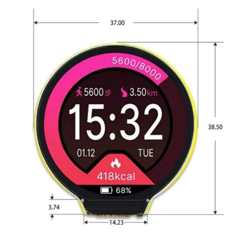Tela Redonda TFT Colorida de 1,28 Polegadas com Módulo LCD SPI Sensível Ao Toque IPS, Porta-Retratos Eletrônico de Espectro Capacitivo 1