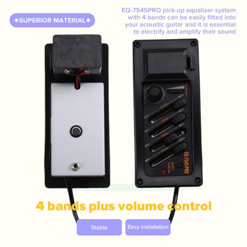EQ-7545PRO Akustisk Gitarr EQ Piezopickup Förförstärkare 4-Bands Akustisk Gitarr Piezopickup 2