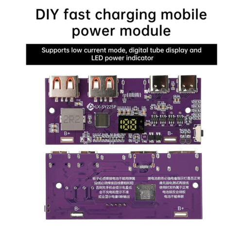 Module de Chargeur de Batterie au Lithium-Ion à LED Double USB Micro-Type/Type-C, Compatible QC2.0/QC3.0/QC4.0 A 2