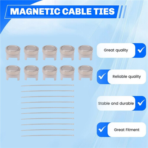 10 Pcs Magnetic Cable Holder Tie Mount Nylon Ties Base with Stable Wire Fixing  Zip Cable Tie Mount Silver 1