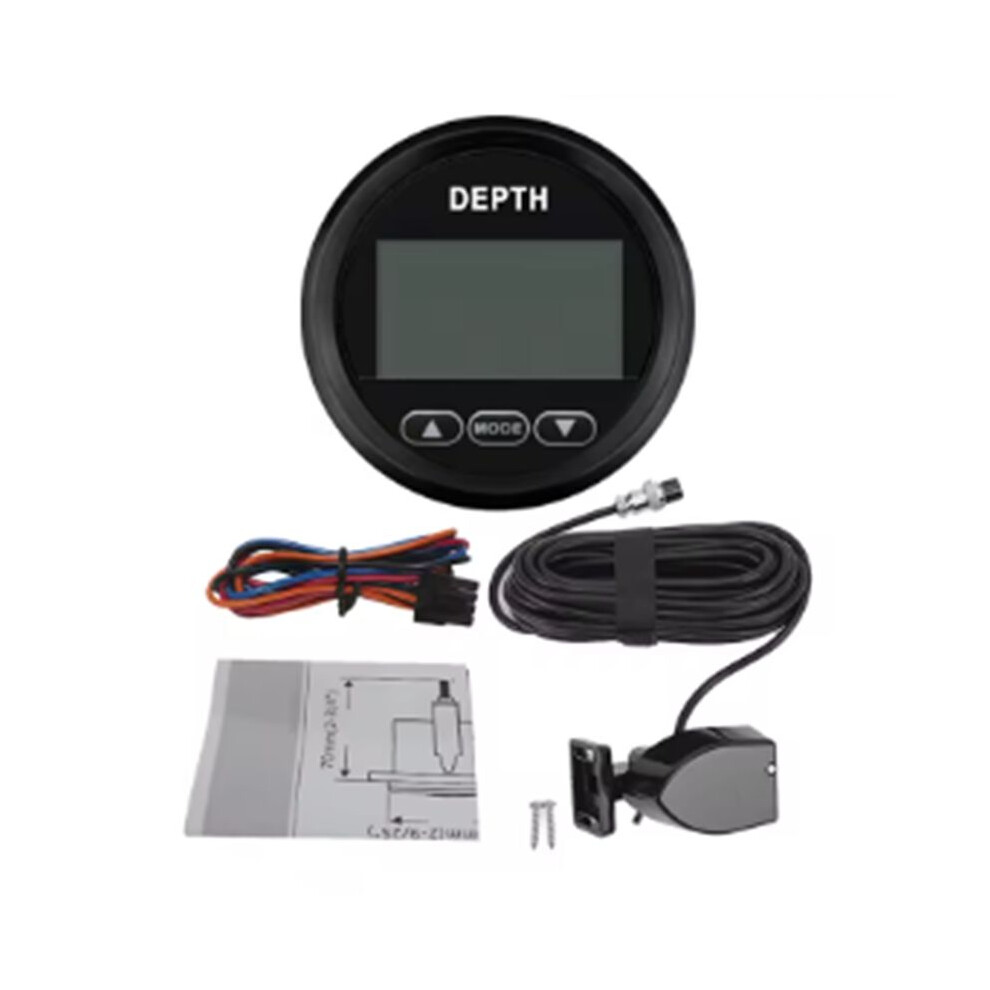 Marine 52Mm Digital Depth Gauge Indicator With Transducer And Backlight For Yachts Fishing Boats Universal 12V Bn White 4713187222931