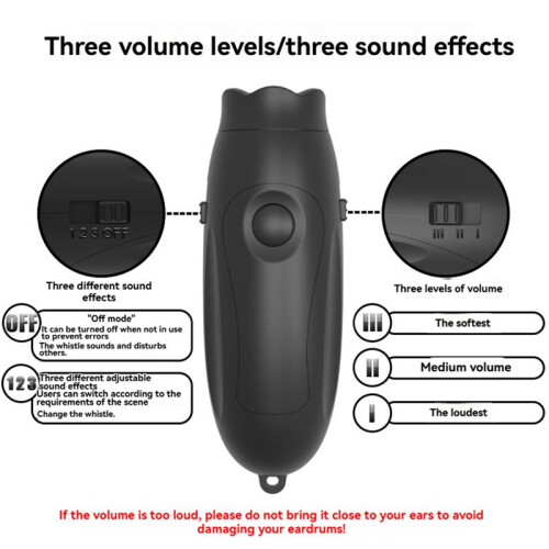 Sifflet Électronique Rechargeable par USB, 3 Tons, Volume Réglable, 3 Sons Différents, Orange. 2