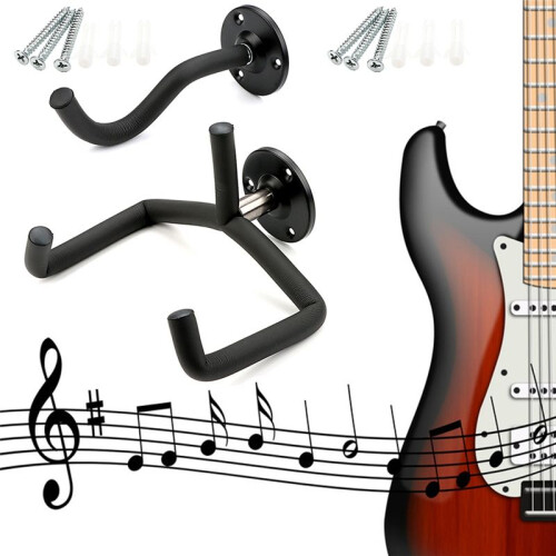 2 St. Gitarrhållarkrokar. Kraftig Vägghängare för Gitarr. Vägghängare för Gitarr för Akustisk Elgitarr. 2