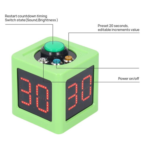1.4in 4 Sided  Timer Digital Shot Timer Countdown Stopwatch for Private Poker Chess Casinos White 2