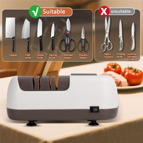 Electric Knife Sharpener, Cordless Professional 2Stage Sharpening Diamond with Suction Base Top Grinder Quick Sharpening 2