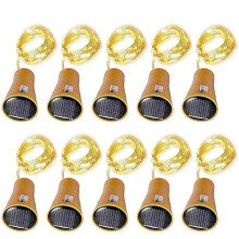 10 Sztuk Solar Wine Bottle String Lights 10LED Solar Fairy Lights Cork Shape Holiday Lamp Wedding Party Garden Decor B