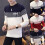 (White,3XL)Herren Lässig Rundhals Warm Streifen Pullover Pulli Strickwaren Pulli Tops Mantel 4