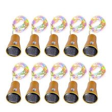10 Piezas Luces Solares para Botellas de Vino, 10 LED, con Forma de Corcho, para Decoración Navideña, Bodas, Fiestas y Jardín. A