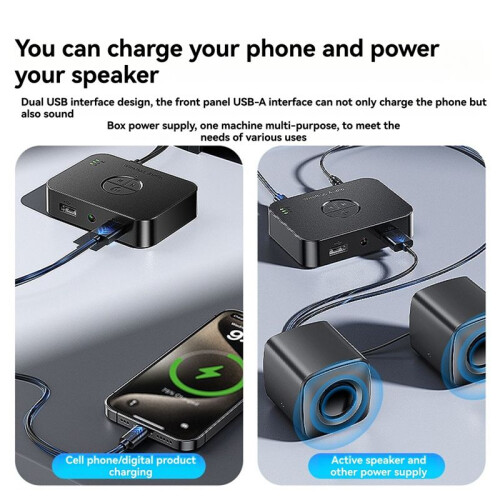Wireless APTX-Bluetooth5.4 Audio Transmitter Receiver 3.5MM AUX Adapter Hifi Audio Amplifier Universal Module with Mic 2