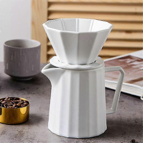 (As show, One size) Ceramic Coffee Dripper for 1-2 Cups Permanent Pour Over Coffee Maker with Separate S 2