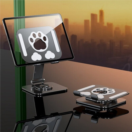 Multifunction Phone Tablet Desk Stand 360 Rotating Foldable Holder for  Live Streaming Tablets Smartphone White 2