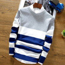 (GrayBlue,2XL)Mens Casual Long Sleeve Loose Knitwear Pullover Tops Round Neck Jumper Sweater