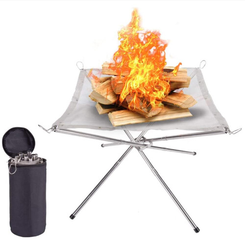 Portable Foldable Stainless Steel Fire Pit for Camping & Outdoors, 42cm 2