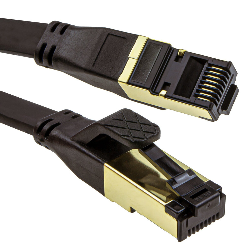 Kenable Flat Cat8 Sstp Shielded 2000Mhz 40Gbps High Speed Ethernet Cable Rj45 10M Black