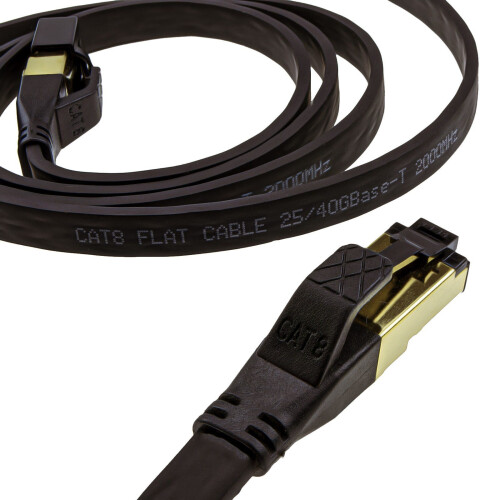 kenable FLAT CAT8 SSTP Shielded 2000MHz 40Gbps High Speed Ethernet Cable RJ45 10m Black 2