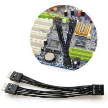 2X Motherboard Audio HD Extension Cable 9Pin 1 Female to 2 Male Y Splitter Cable Black for PC DIY 10cm