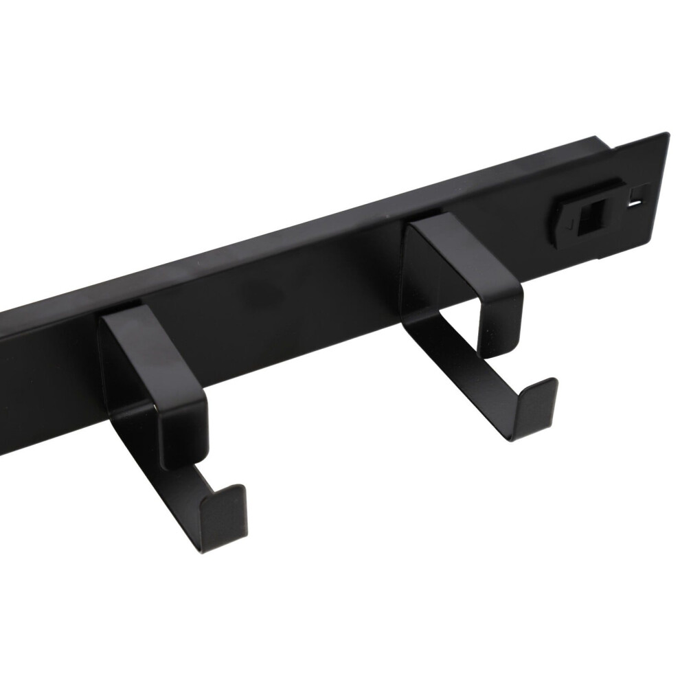 Kenable Black Toolless Ringed Cable Management Bar 1U With 4 Rings Data Cabinet 19 Inch Rack