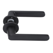 Silent Split Door Handle Set with Copper Core Lock, Black, Aluminum & Iron