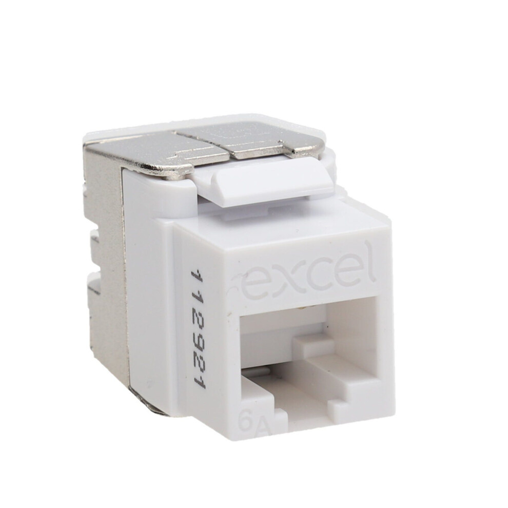 Excel Cat6a Utp Unscreened Low Profile Rj45 Keystone Jack Toolless White 5055540502335