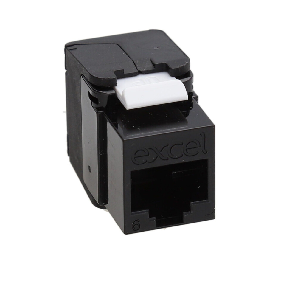 Excel Cat6 Utp Unscreened Low Profile Rj45 Keystone Jack Toolless Black 5055540502786