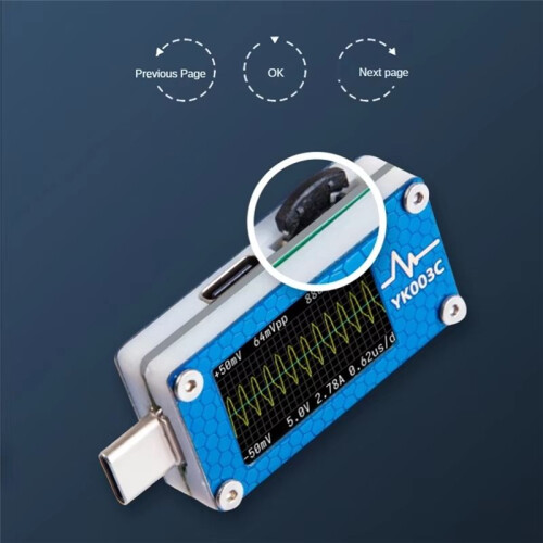 YK003C USB-Tester Voltmeter Ampèremeter TYPE-C Snelle Laaddetectie Trigger Capaciteitsmeting Rimpelmeting