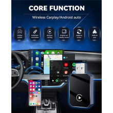 Adaptador CarPlay Sem Fio Atualizado para IOS e Android Auto - 5.0, Plug & , Conexão Automática, Controle de Voz