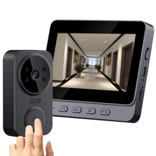 Campainha Sem Fio Digital 2.4G WiFi IR com Visão Noturna, Tela IPS de 4,3 Polegadas, Câmera de Vídeo Inteligente, Interfone Bidirecional 1