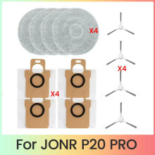 12 Pezzi per Accessori di Ricambio per Aspirapolvere Robot JONR P20 Pro, Spazzola Laterale Lavabile, Panno per Mocio, Sacchetto per La Polvere