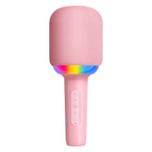 Microfone de Karaokê Microfone Portátil de Mão Alto-Falante Embutido Redução de Ruído Luzes LED Microfone BT Sem Fio para Crianças B