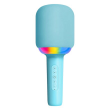 Karaoke Microphone Portable Handheld Mic Built-in Speaker Noise Reduction LED Lights Wireless BT Microphone for Kids A