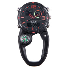 RoundScreen Outdoor Carabiner Watch with Compass Multi Functional Climbing Carabiner Watches for Men Sports Waterproof,C
