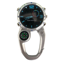 RoundScreen Outdoor Carabiner Watch with Compass Multi Functional Climbing Carabiner Watches for Men Sports Waterproof,E